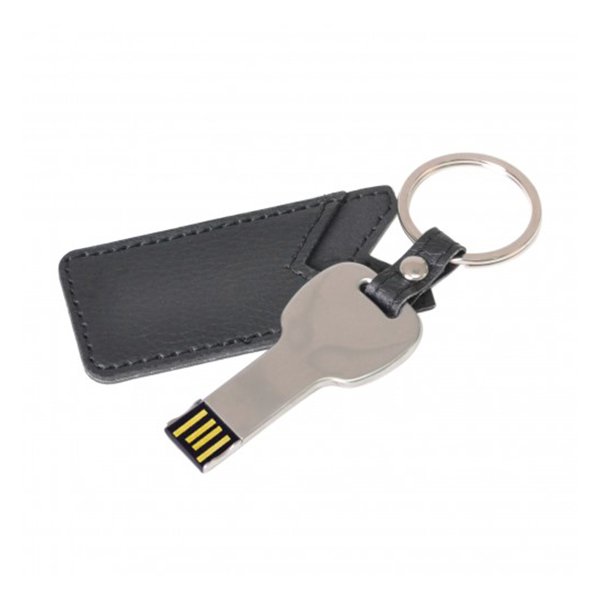 皮製隨身碟-鑰匙造型USB-金屬環_1